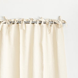 Tie top Linen curtains, linen curtains for bedroom, shabby chic curtains, tie top linen curtains for living room, farmhouse curtains