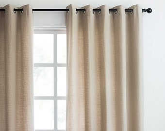 Custom Linen Curtains with Eyelet Grommets | Linen Drapery Living Room | Linen Cafe Curtains | Privacy Grommet Curtains in Custom Lengths