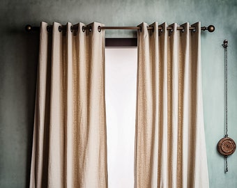 Blackout Linen Curtain Panel with Grommets | Custom Size Drapery