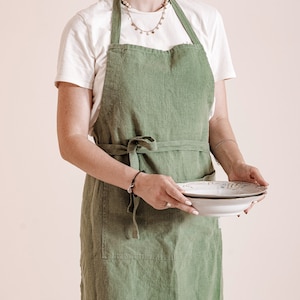 Linen aprons for women, Linen apron, linen pinafore apron, full apron soft linen apron with pockets, garden apron for women men