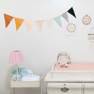 Linen Bunting Banner. Nursery Decor, Wall Decor for Baby Room. Fabric Banner and Flag Garland. Baby Room Decor and Wall Hanging