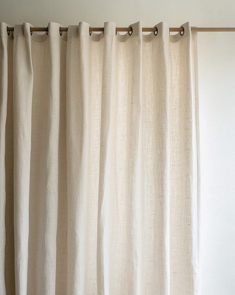 Custom Linen Curtains With Eyelet Grommets Linen Drapery Living Room