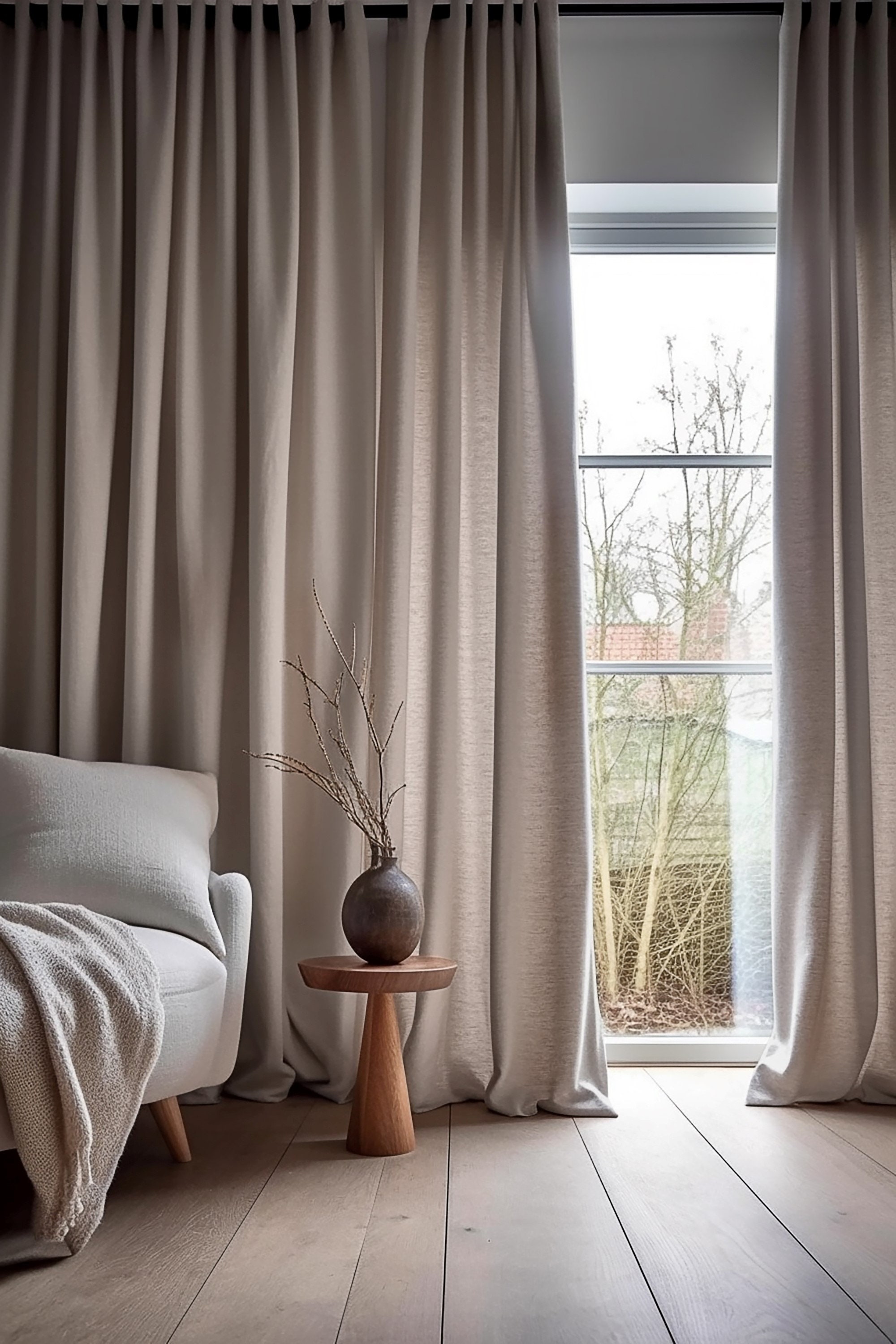 Custom Linen Curtains With Eyelet Grommets | Linen Drapery Living Room