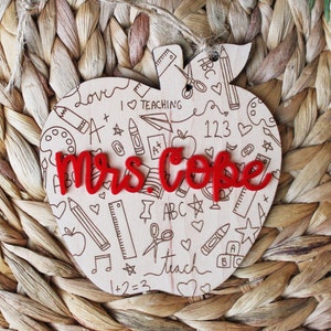 Teacher ornament, Teacher Appreciation Gift, Apple ornament, teacher car charm, Teacher thank you, teacher gift, end of school year gift