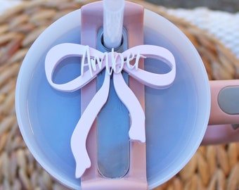 Bow Stanley Name Plate, Monogram Stanley Topper, Bow name plate