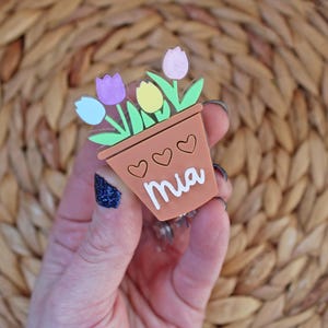 Name Badge Reel, custom name badge reel, Personalized Retractable ID Badge Holder, name badge  Reel, work name badge, flower spring reel