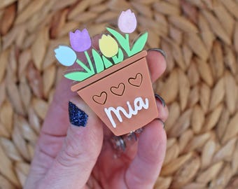 Name Badge Reel, custom name badge reel, Personalized Retractable ID Badge Holder, name badge  Reel, work name badge, flower spring reel