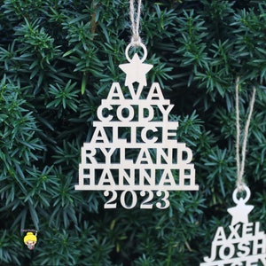 Family Christmas Ornament , Christmas Tree Ornament with Family Names , Christmas Tree Name Ornament , 2023  Christmas
