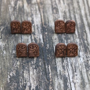 Scenic Stud Earrings, stud earrings, wooden earrings, mountain earrings, small stud earrings