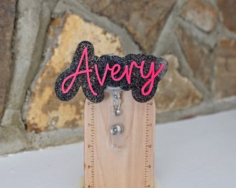 Namensschild Reel, benutzerdefinierte Name Badge Reel, personalisierte einziehbare ID Ausweishalter, Namensschild Reel, Lehrer Ausweis Reel, Namensschild