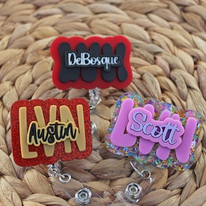 Name Badge Reel, custom name badge reel, Personalized Retractable ID Badge Holder, name badge  Reel, layered badge reels