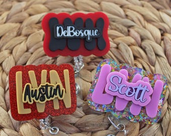 Name Badge Reel, custom name badge reel, Personalized Retractable ID Badge Holder, name badge  Reel, layered badge reels