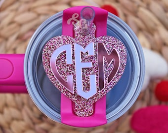 Monogram Stanley-naamplaat, monogram Stanley-topper, hart stanley-topper, valentijns-Stanley-topper
