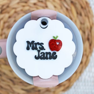 Teacher Stanley Name Plate, apple Tumbler Name Tag, Cup Accessories, Gifts for Teachers, Teacher Appreciation, 30oz - 40oz
