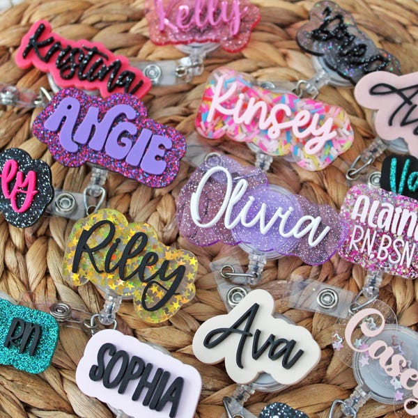 Name Badge Reel, custom name badge reel, Personalized Retractable ID Badge Holder, name badge  Reel, work name badge