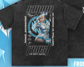 エマ・フロスト – マーベルライバルズ アシッドウォッシュ オーバーサイズTシャツ | 250GSM | ヴィンテージルック
