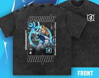 インビジブル・ウーマン – マーベルライバルズ アシッドウォッシュ オーバーサイズTシャツ | 250 GSM | ヴィンテージルック