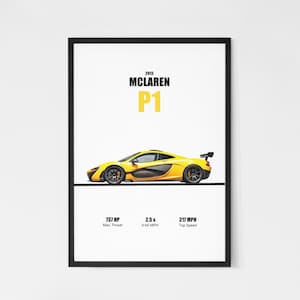 McLaren P1 2013 Wall Art Printable | Digital Download Poster Men Kids Boys Room Decor Supercar Home Office Art Children Nursery Dorm 300 DPI