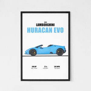 Lamborghini Huracan EVO 2023 Wall Art Printable | Digital Download Poster Men Kids Boys Room Decor Super car Office Children Nursery Dorm