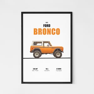 Ford Bronco 1973 Wall Art Printable | Digital Download Poster Men Kids Boys Room Decor Supercar Home Office Art Children Nursery and Dorm