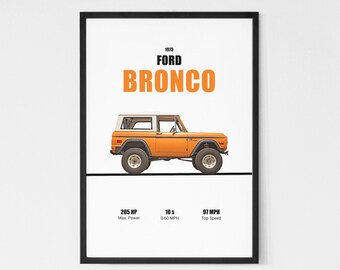 1973 Ford Bronco Vintage Truck Print | Classic 4x4 Wall Art, Digital Download Printable Poster