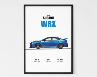 Subaru WRX STI 2019 – wydruk artystyczny | Minimalistyczny plakat samochodowy (do pobrania cyfrowego)