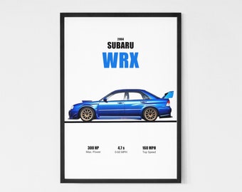 Subaru WRX STi 2004 – grafika samochodowa | Minimalistyczna sztuka motoryzacyjna (do pobrania cyfrowego)