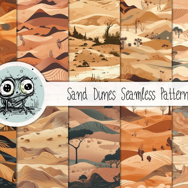 10 Wüsten Dünen nahtlose digitale Muster, Sanddünen Scrapbook Papier, Sand Hintergründe, Wüste sich wiederholendes Muster PT0049