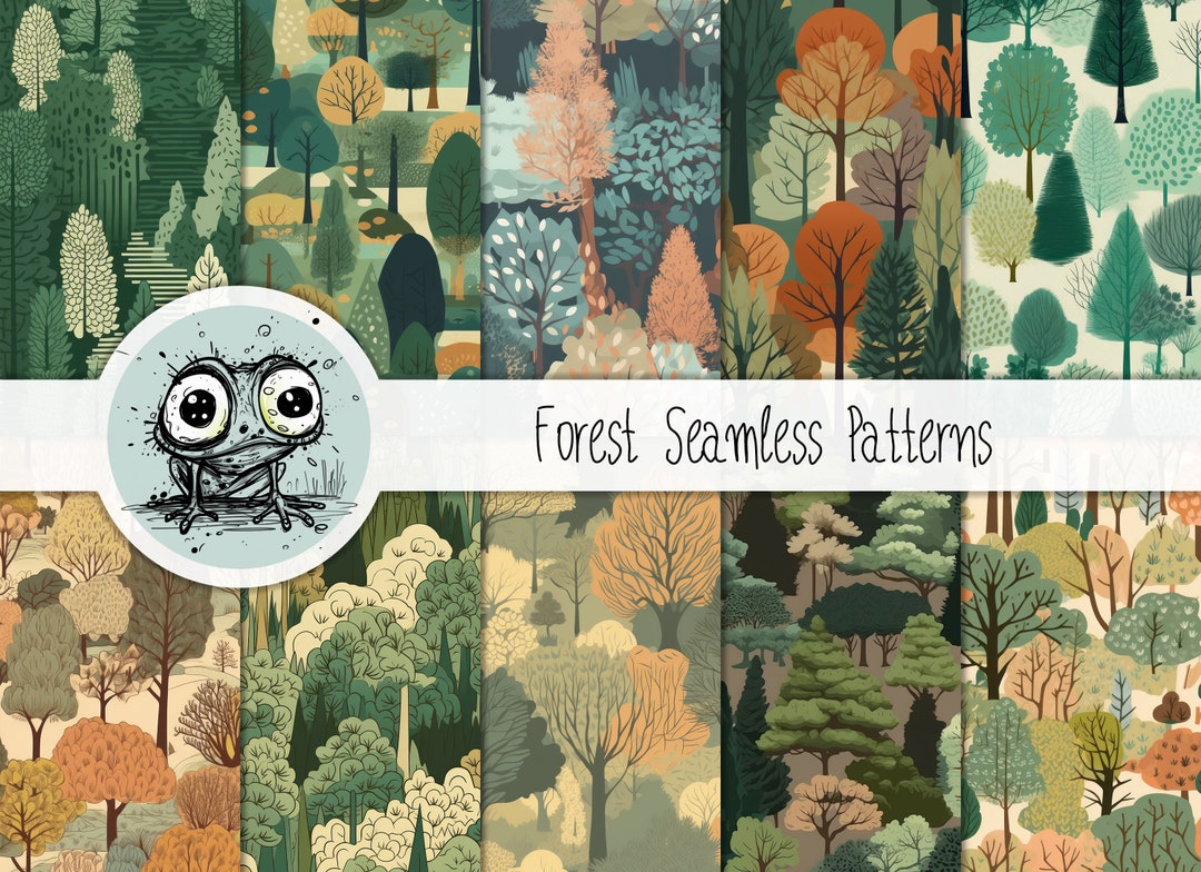 Forest Simple Pattern 10 Forest Art Seamless Digital Patterns, Nature Inspired Scrapbook ...