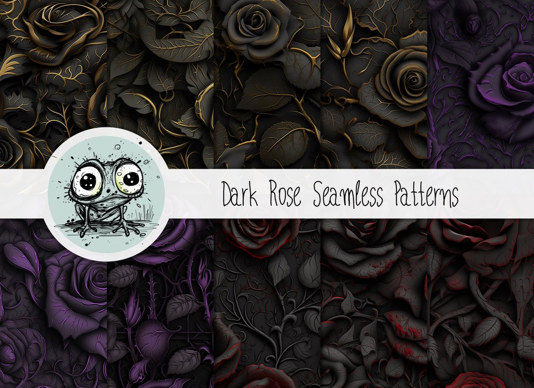 10 Dark Rose Flower Seamless Digital Patterns, Floral Scrapbook Paper ...