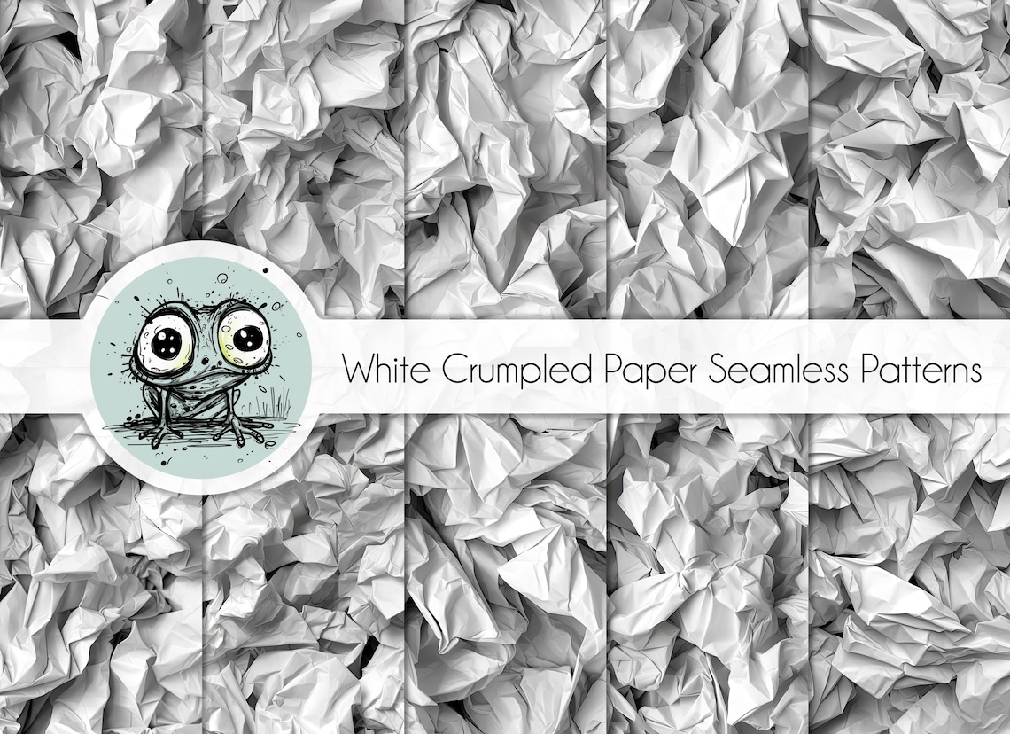 10 Seamless White Crumpled Paper Digital Pattern,shabby Scrapbook Paper ...