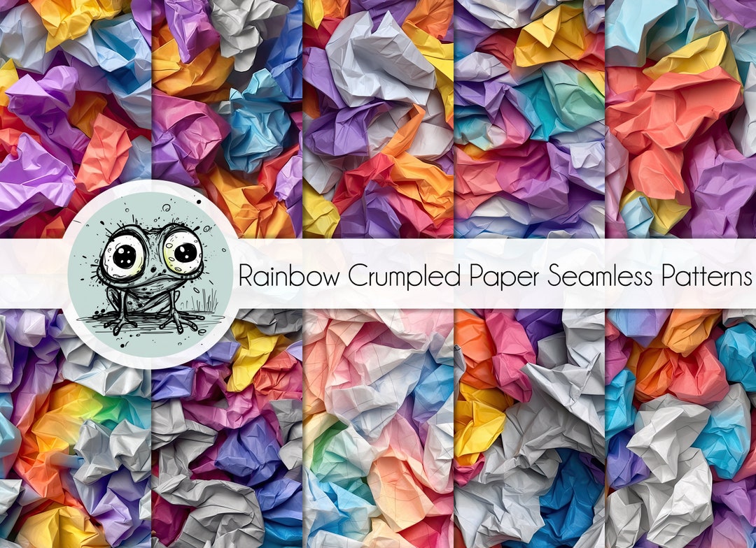 15 Seamless Rainbow Crumpled Paper Digital Pattern,shabby Scrapbook ...