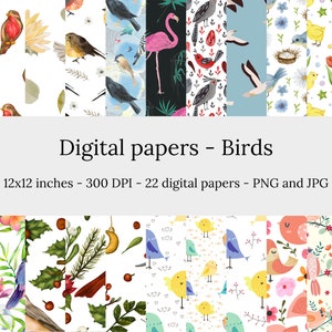 Birds – 22 High Quality Seamless Downloadable Birds Digital Papers