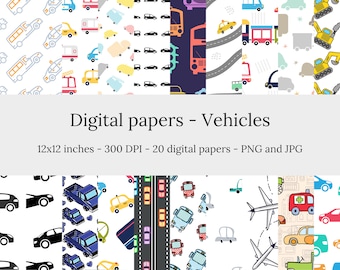 Vehicles – 20 High Quality Seamless Downloadable Vehicles Digital Papers