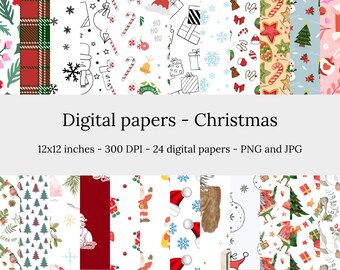 Christmas – 24 High Quality Seamless Downloadable Christmas Digital Papers