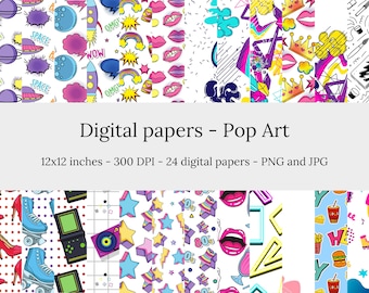 Pop Art – 24 High Quality Seamless Downloadable Pop Art Digital Papers