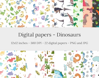 Dinosaurs – 22 High Quality Seamless Downloadable Dinosaurs Digital Papers