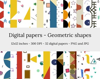 Geometric Shapes – 32 High Quality Seamless Downloadable Geometric Shapes Digital Papers