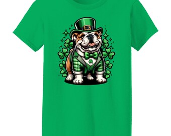 Women's St. Patrick's Day Bulldog Tee: Lucky Shamrock Shirt