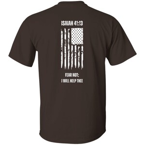 Faith-Based Patriotic USA T-Shirt, Distressed American Flag Tee, Isaiah 41:13 Bible Verse Shirt, Christian Patriot Shirt, Fear Not Tee image 7
