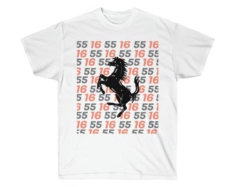 Ferrari T-Shirt Unisex Ultra Cotton Tee 55 and 16 Charles Leclerc and Carlos Sainz