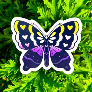 Nonbinary Pride Flag Butterfly Sticker