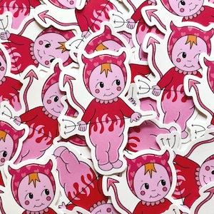 Kewpie Sticker - Cute Devil Kewpie Doll Sticker - Sonny Angel Style Sticker - Waterproof Cherub Decal - Gift for Traditional Tattoo Lovers