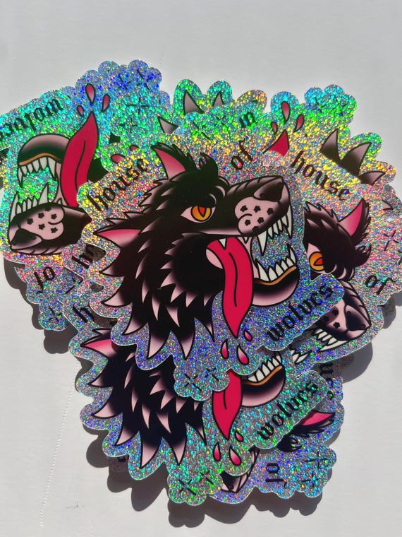 MCR Sticker, House of Wolves, Emo Sticker, Elder Emo Sticker, Alternative Sticker, Traditional Tattoo Sticker, Black Parade, Glitter Sticker
