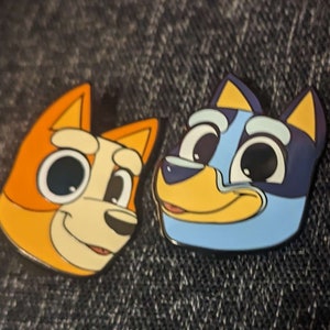 Bluey Blue Orange Bingo Dog Sisters Enamel Pin