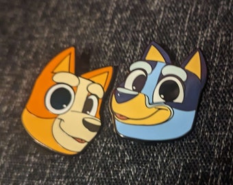 Bluey Blue Orange Bingo Dog Sisters Enamel Pin