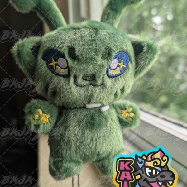 GLORP CAT PLUSH Kitten Alien Keychain plush (Forest Green)