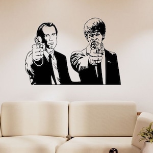 Iconic Pulp Fiction Metal Wall Art, Tarantino Movie Poster Decor, Vincent Vega & Jules Winnfield, Pop Culture Sculpture,Wall Decor,Gun Scene