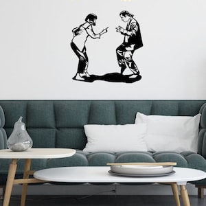 Iconic Pulp Fiction Metal Wall Art, Tarantino Movie Poster Decor,Wall Decor,Vincent Vega & Jules Winnfield,Pop Culture Sculpture Dance Scene