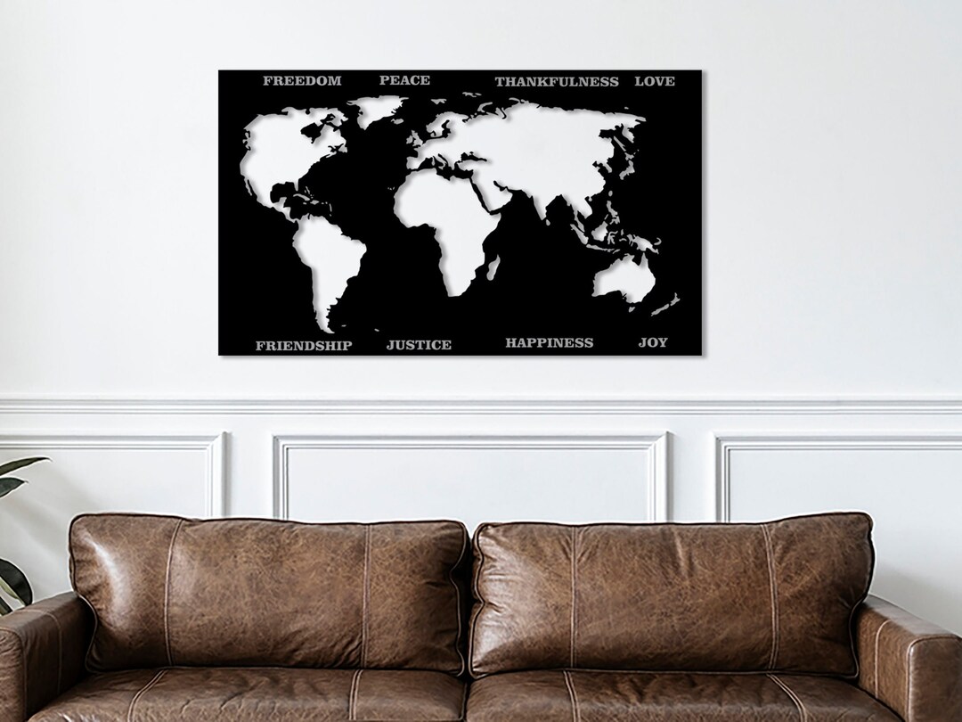 Metal&led Sign, World Map Sign, Metal World Map Led Sign, Metal Wall